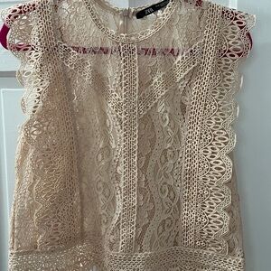Zara Cream Blouse Elegant in size M